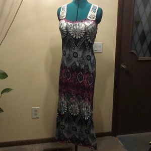 Maxi dress gray black pink juniors medium